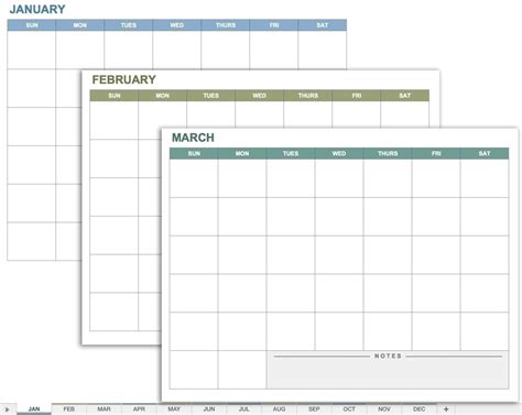 Printable Blank 12 Week Calendar Template