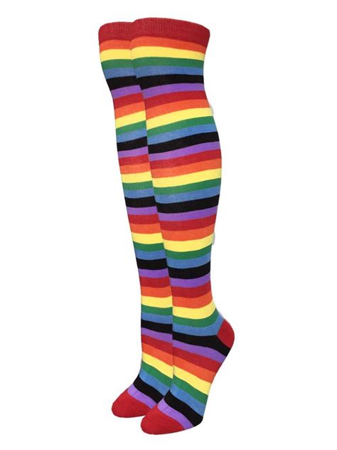 Fashion2love Womens Long Multi Color Striped Socks Over Knee Thigh High Socks Stocking