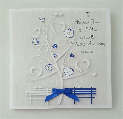 Personalised 45th Wedding Anniversary Card Friends Any Year Or Colour