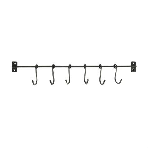 Black Industrial Wall Rail With Six Hooks By The Little House Shop