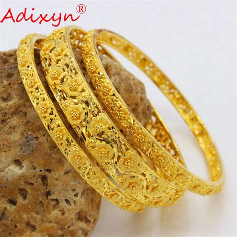 Adixyn 3pcs Dubai Gold Bangles For Women Gold Color Banglesandbracelets Ethiopianarabmiddle East