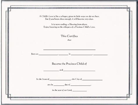 Blank Adoption Certificate Template Blank Adoption Certificate Template