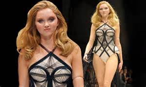 Lily Cole Models Winning Design Of Lingerie Competition At Berlin
