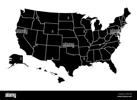 mapa de estados unidos de américa con estados separados fotografía de stock alamy