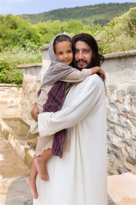 Jesus Carrying A Little Girl Stock Photo Image Of Gospel Robe 84967352