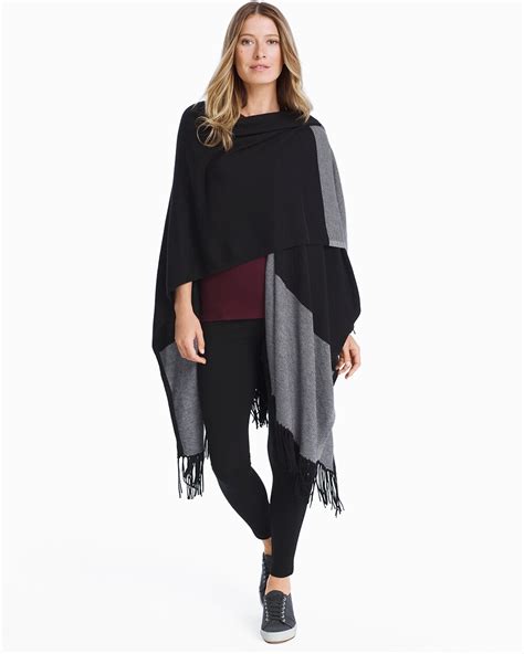 Colorblock Ruana Shawl Wrap White House Black Market