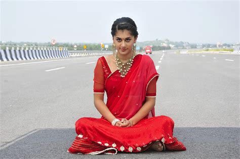 Beauty Galore Hd Taapsee Pannu Red Saree Hot Photoshoot On Highway