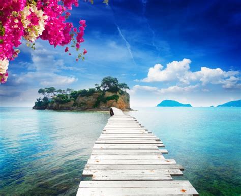 Island Greece Blue Ocean Wall Mural Wallpaper