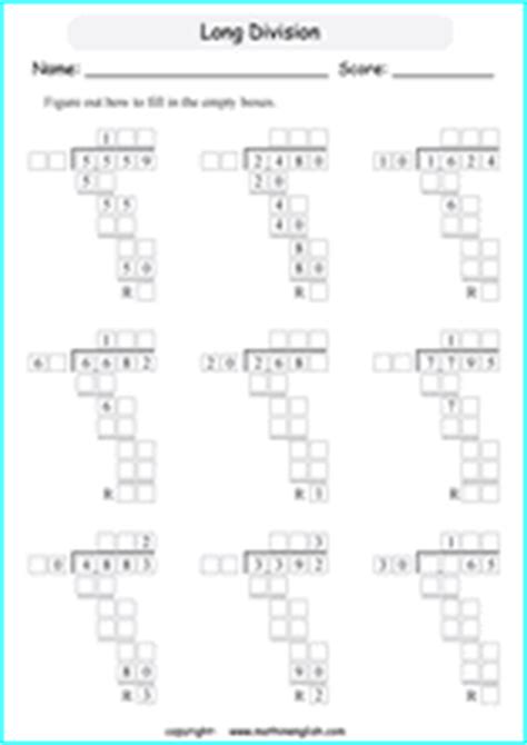 Printable Long Division Worksheets And Exercises For Grade And Math