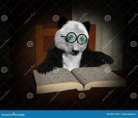 Panda Bear Read Book Lendo A Ilustração Ilustração Stock Ilustração
