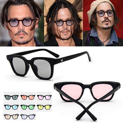 Tinted Lens Retro Vintage Unisex Designers Johnny Depp Blue Tint Sunglasses Ebay