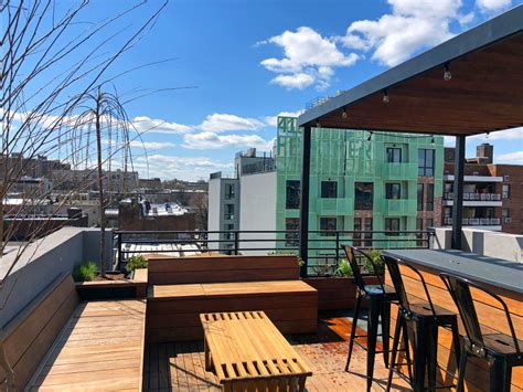 Bed Stuy Rooftop Garden With Pergola And Custom Wood Features