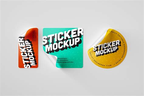 18 Styles Sticker Mockup Set Graphic Design Tutorials Photoshop