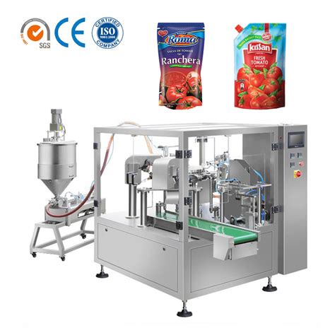 Automatic Doypack Stand Up Pouch Fill Tomato Sauce Seal Horizontal Form Fill Seal Wrapping Flow
