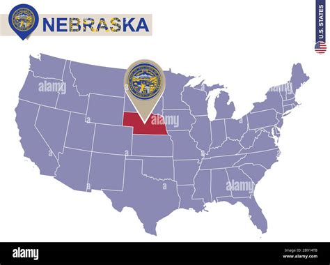 Mapa De Nebraska State On Usa Bandera Y Mapa De Nebraska Estados