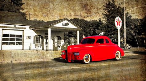 Red Hot Rod Cruising Route 66 Photograph By Thomas Woolworth
