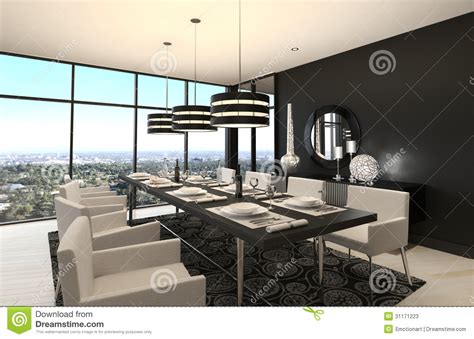 Modern Design Dining Room Living Room Interior Stock