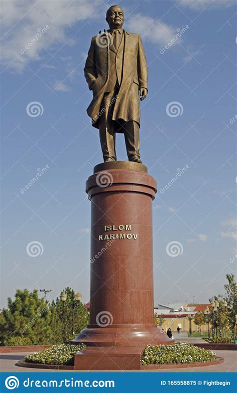 Islam Karimov Statue In The City Center Of Samarkand Stock Image