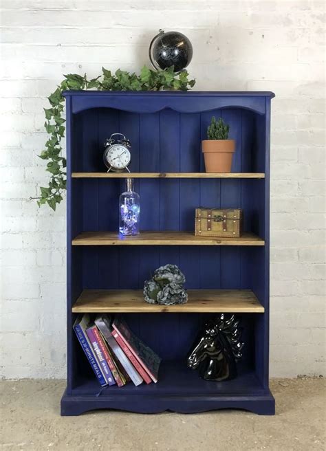 Handpainted Navy Blue Bookcase Painted Bookshelves Bookcase Diy
