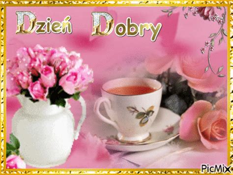Dzień dobry bukiet różowych róż - Gify i obrazki na GifyAgusi.pl