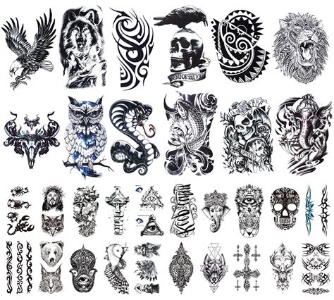 Buy 32 Sheets Temporary Tattoos Stickers 12 Sheets Fake Arm Chest
