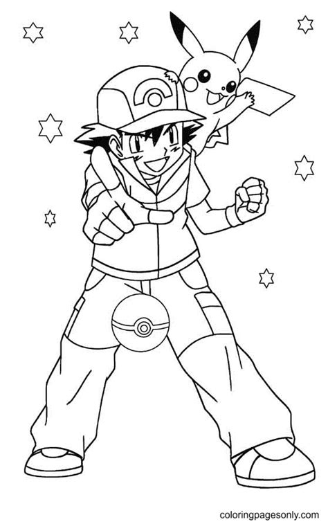 Ash And Pikachu Pokemon Coloring Pages Pikachu Coloring Pages