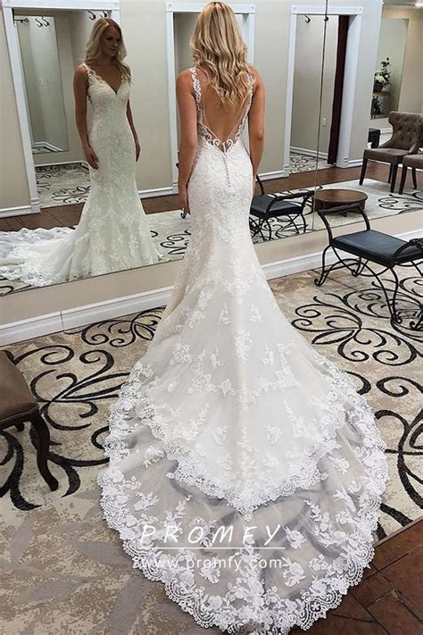 Two toned wedding dresses are simple white gowns, but they have evolved in ways unimaginable over the centuries. Feminine Low Back Lace Mermaid Long Wedding Dress - Promfy