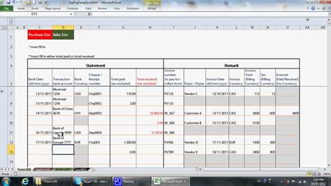 Quickbooks Excel Template —