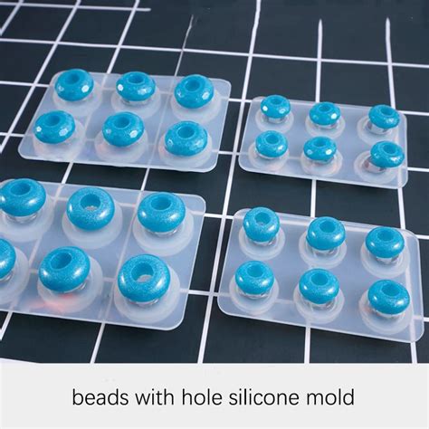 Silicone Mold 12mm 16mm Flat Ball Beads With Hole 6 Compartment Epoxy Resin Silicone Mould