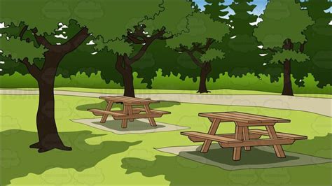 Picnic Tables In A Park Background Background Picnic Table