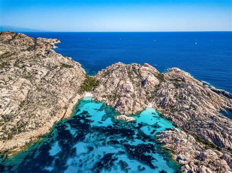 Aerial View Of The Wonderful Beach Of Cala Coticcio Also Called Tahiti