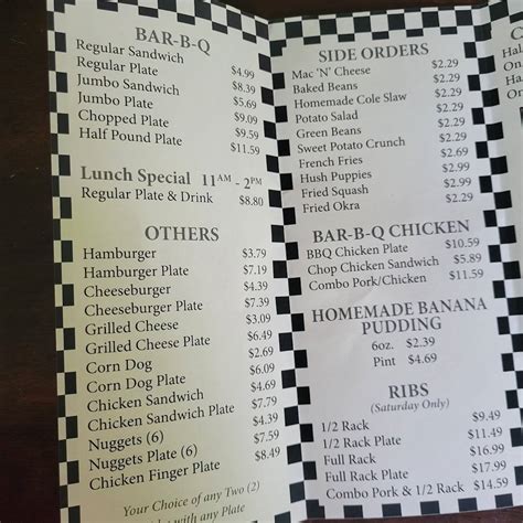 Menu At Little Pigs Bar B Q Travelers Rest