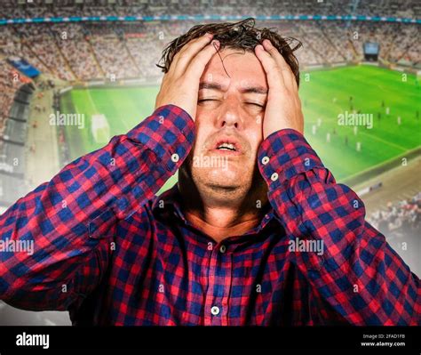 Sport Emotion Conceptual Portrait Of Nervous And Dejected Soccer