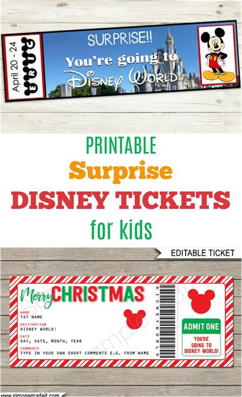 Free Printable Surprise Disney Tickets Printable Templates