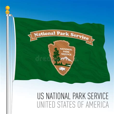 Us National Park Service Flag Green Version Usa Stock Vector