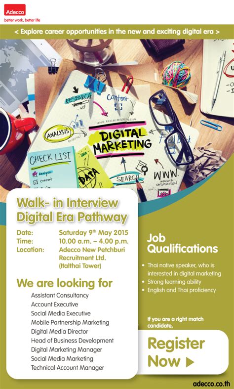 Your job here is to craft an answer that covers three things: Adecco จัดงาน Walk-in Interview: Digital Era Pathway หา ...