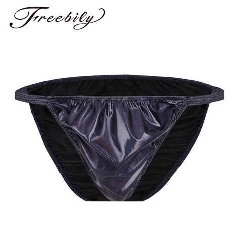 Freebily Gay Mens Lingerie Wetlook Stretchy Sissy Briefs Shiny Ruched
