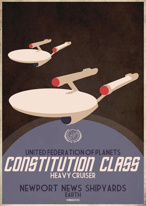 Star Trek Retro Poster Constitution Class Ncc 1701 Based On Nyc