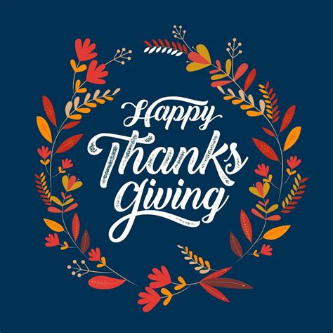 Happy Thanksgiving Typography Poster With Leaf Frame 1222790 Vector Art
