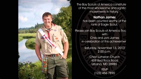 Boy scouts, organization, originally for boys from 11 to 14 or 15 years. Eagle Scout Invitations Template Free - YouTube