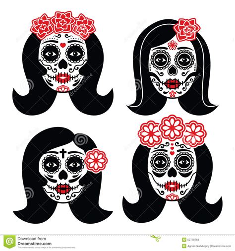 Mexican La Catrina Day Of The Dead Girl Skull Stock