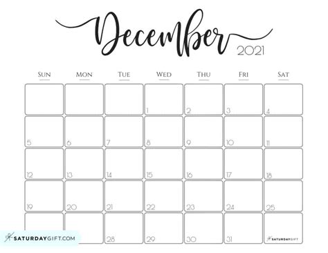 Cute December 2021 Calendar Customize And Print