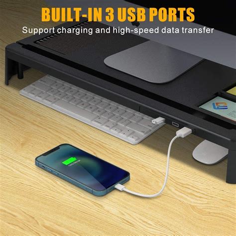 Monitor Stand Computer Monitor Stand Riser With 3 Usb Ports Support