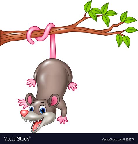 Cartoon Funny Opossum On A Tree Branch Royalty Free Vector