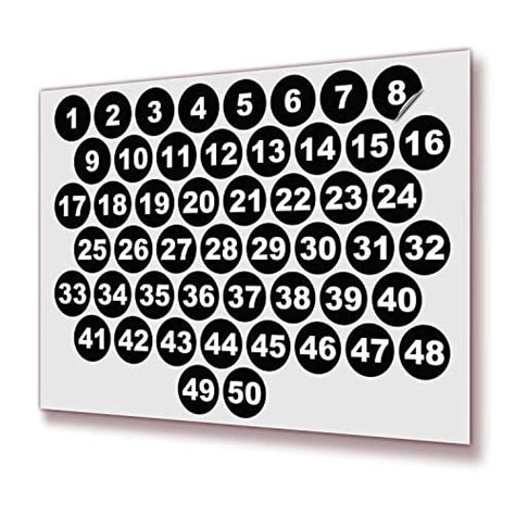 Black Vinyl Consecutive Number Stickers 1 To 50 1 Inch Self Adhesive
