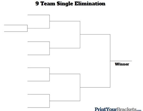 9 Team Single Elimination Printable Tournament Bracket Tournaments
