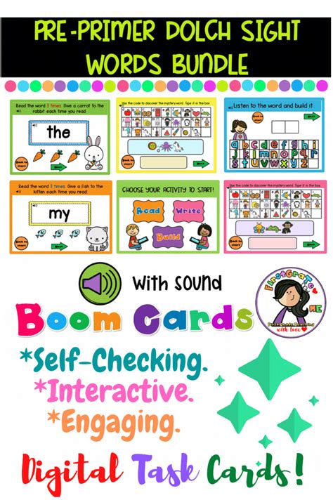Pre Primer Dolch Sight Words Bundle Boom Cards Dolch Sight Words