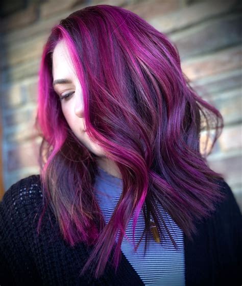 Pink Purple Magenta Fuschia Hair Fuschia Hair Pink Hair Hair Styles