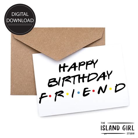 Printable Friends Tv Show Birthday Card Greeting Card Instant Download