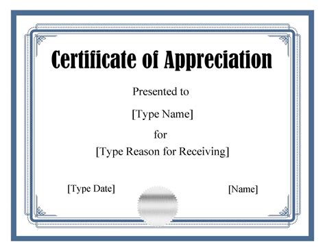Certificate Of Appreciation Editable Template Word